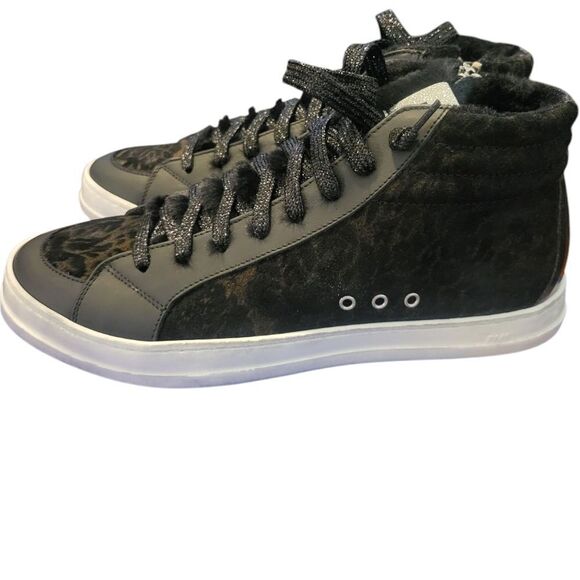 P448 Skater Womens Sneaker Black Brown Faux Leather Handmade Italy US 8.5 NIB - Picture 3 of 15